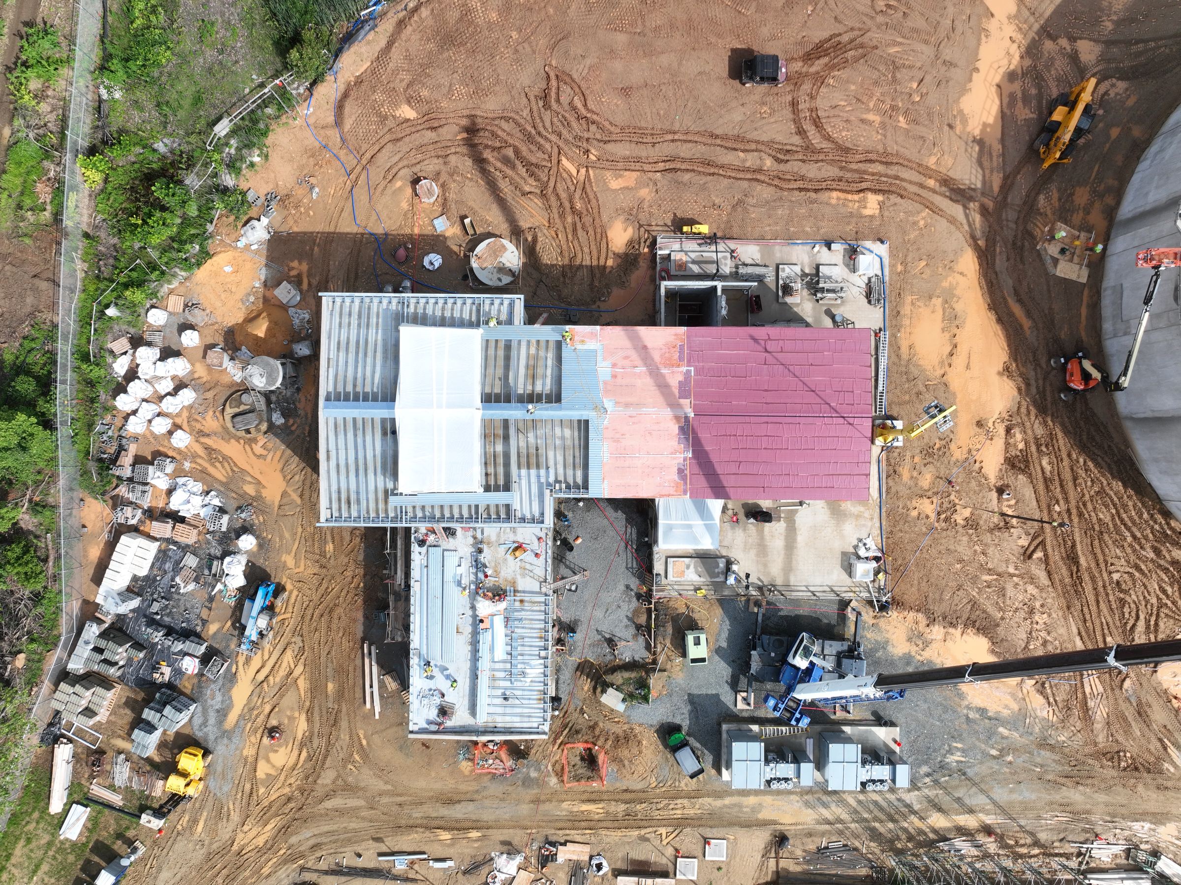 Water treatment facility overhead view